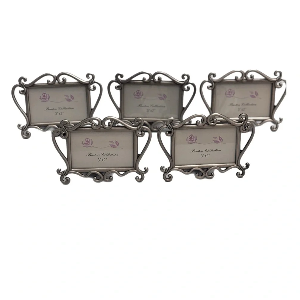NEW Almost Vintage Pewter Picture Frames 3x2 Set of 5 Benton Collection